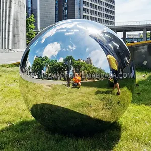 304 1000mm-2000mm Large Hollow Sphere Garden Decoration Stainless Steel Ball Sculpture