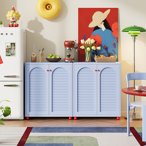 Mueble Buffet Metálico Rosa con Puertas Arqueadas y Rejillas, Estilo Moderno <span class=keywords><strong>Bauhaus</strong></span>, Mueble para el Hogar con Altura Ajustable para Sala de Estar o Comedor - Product Image 3