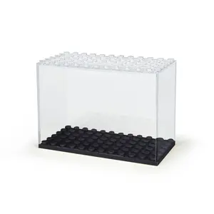 Caixa de acrílico transparente com base para crianças, blocos de construção de brinquedos, brinquedos de ação de plástico, caixa de exibição transparente 10703 10704