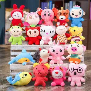 Pack mixte aléatoire de divers jouets d'animaux en peluche de dessin animé de 7 pouces pour poupée, Machine à saisir, jouet en peluche personnalisé, cadeaux promotionnels, jouets souples