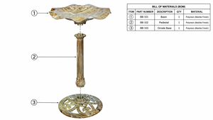 Bain d'oiseaux en résine beige à texture pierre, avec piédestal festonné en forme <span class=keywords><strong>de</strong></span> feuille <span class=keywords><strong>de</strong></span> lys, résistant aux intempéries, pour la décoration <span class=keywords><strong>de</strong></span> <span class=keywords><strong>jardin</strong></span> et <span class=keywords><strong>de</strong></span> cour - Product Image 2