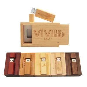 Custom Twist Houten Pendrive Pen Drive Usb 3.0 2.0 Flash Drive 1Gb 2Gb 4Gb 8Gb 16gb 32Gb 64Gb 128Gb 256Gb Usb Met Houten Doos