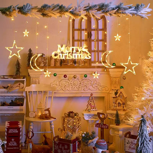 Usine Yi Wu 10LINES 3M MOON& STAR avec éclairage LED à rideau arabe Ramadan, contrôleur en plastique + connecteur 220V - Product Image 1