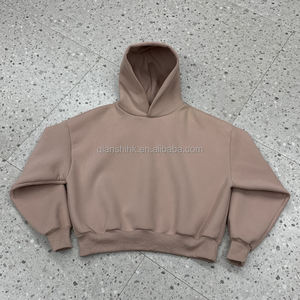 เสื้อมีฮู้ดเสื้อครอปแบบมีฮู้ดสำหรับทั้งชายและหญิงผ้าฟลีซเทอร์รี่ลายกราฟิกโอเวอร์ไซส์ไม่มีลาย420 GSM - Product Image 1