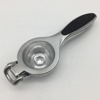 MOQ 500pcs Silver Glossy TPR Handle Manual Aluminium Alloy Lemon Lime Orange Citrus Squeezer Presser Juicer With Customized Logo