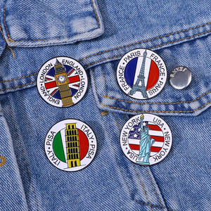 Offres Spéciales ville signe broche broches Statue de la liberté tour penchée de Pise Big Ben tour Eiffel alliage broche sac vêtements épinglette - Product Image 2