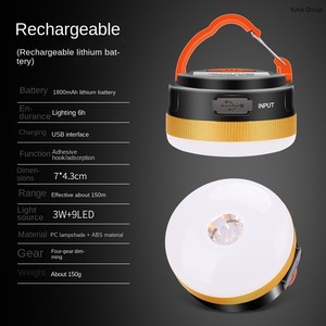 Outdoor LED Camping Lantern Mini Portable USB <b>Rechargeable</b> <b>Flashlight</b> IP67 Rated Dimmable CE Certified - Product Image 5
