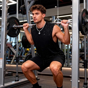 Custom 2026 Summer Casual 100% Cotton <b>Rhinestone</b> Sparkle Unisex Tank <b>Top</b> Sports Vest Breathable Quick-Drying Gym Training - Product Image 1