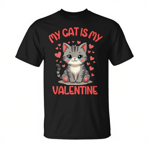 T-shirt per amanti dei gatti per San Valentino con design 'Il mio gatto è il mio San Valentino' - Product Image 2