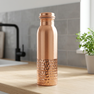 Bouteille d'eau en cuivre avec design martelé, gourde de voyage portable, style chinois traditionnel, couvercles inclus - Product Image 5