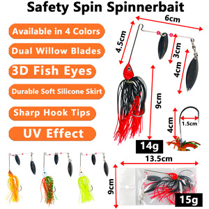 Señuelo de Pesca Safety Spin Spinnerbait 14g 9cm con Doble Aspa de Willow, Ojos de Pez 3D y Efecto UV para Agua Dulce y Salada - Product Image 1