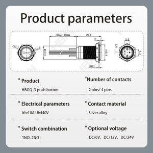 Kim loại 22 mét chuyển đổi LED không gỉ Latch chiếu sáng pushbutton latching Thiết bị chuyển mạch momentary 10A IP67 không thấm nước Push On nút - Product Image 6