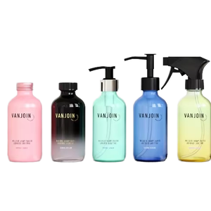 Maßgefertigte 200ml 300ml 500ml Runde Matte Schwarze Handseife Glasflasche mit Pumpverschluss - Product Image 1