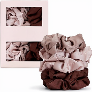 Vente en gros d'élastiques à cheveux en satin de soie de couleur unie avec logo personnalisé, accessoires pour femmes, élastiques à cheveux OEM - Product Image 1