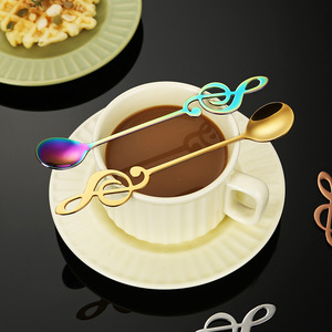 <span class=keywords><strong>Cucharas</strong></span> <span class=keywords><strong>de</strong></span> Acero Inoxidable 304 <span class=keywords><strong>de</strong></span> Grado Alimenticio con Diseño <span class=keywords><strong>de</strong></span> Notas Musicales, Tenedores para Pastelería, Cucharillas para Espresso, Café y Té - Product Image 5