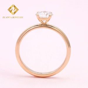 Classical Luxury 4claws Setting 10k Yellow Gold 1ct Round Brilliant Moissanite <b>Lab</b> Grown Diamond Solitaire Engagement Ring - Product Image 6