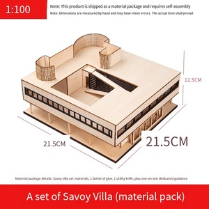 Maquette architecturale miniature de la maison de Savoye à l'échelle 1:100 - Puzzle en bois 3D à faire soi-même, collection et jouet éducatif fabriqué dans le Jiangxi - Product Image 2