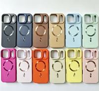 Étui de téléphone magnétique multicolore, support d'objectif d'appareil photo rabattable, étui en silicone antichoc