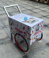 Chariot mobile de vente de crème glacée avec congélateur isotherme en acier inoxydable, chariot à gelato de rue, chariot de stockage à froid pour bâtonnets glacés
