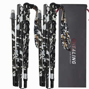 Bastones de Trekking de Fibra de Carbono, Camuflaje, 3 Secciones, Ligeros, para Senderismo y Uso en Exteriores - Product Image 2