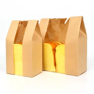 Groothandel Broodverpakking Kraft Papieren Zak Voor Voedsel Met Doorzichtig Klein Venster