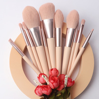 Pinceaux de maquillage professionnels de luxe en bois de haute qualité, synthétiques, personnalisés, marque privée, 11 pièces, rose écologique, pour femmes