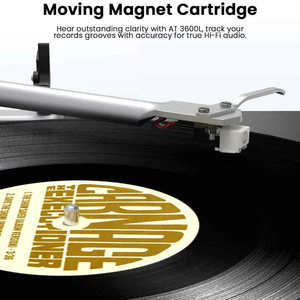 Tocadiscos de Escritorio Moderno Negro Personalizado de Fábrica con Altavoz, 3 Velocidades, Radio FM y Bluetooth para Decoración del Hogar, Audio de Alta Fidelidad - Product Image 4