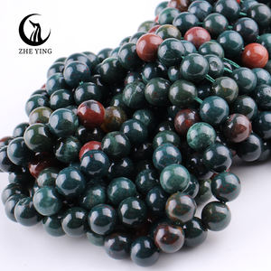 Zhe Ying 6/8/10mm Cuentas de piedra de sangre india Cuentas sueltas de piedra de sangre de piedra natural - Product Image 5