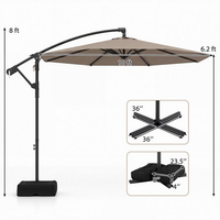 Parasol d'extérieur pliable 3 m (10 pieds) imperméable au design moderne - Parasol cantilever déporté pour cour, balcon, plage, piscine