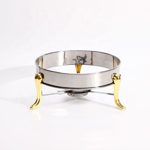 XINYUAN FT-02407 Réchaud de buffet poli miroir avec fenêtre de visualisation, couvercle en acier inoxydable bombé, trépied incurvé doré ou argenté en option - Product Image 5