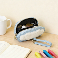 Dompet Koin Mini Kulit Lucu Bentuk Awan, Bordir Sublimasi Kualitas Tinggi Buatan Pabrik, Gantungan Kunci Tas Resleting, Pesona Tas, DIY
