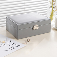 Neue beliebte 2-Schichten-Schmucktaschen-Schachtel aus PU-Leder für Ring Halskette Uhr Schmuckverpackung Aufbewahrungsbox Organisator
