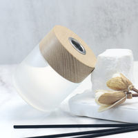 Bouteille diffuseur d'huiles essentielles en verre rond de 120 ml avec couvercle en bois, vide, sérigraphiée pour l'aromathérapie