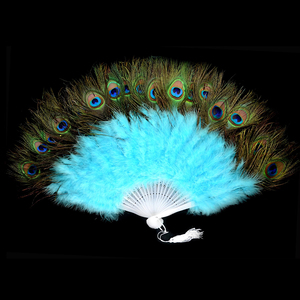 Abanico <span class=keywords><strong>de</strong></span> mano plegable <span class=keywords><strong>de</strong></span> plumas <span class=keywords><strong>de</strong></span> pavo real para mujer, accesorio para fiesta <span class=keywords><strong>de</strong></span> té, baile <span class=keywords><strong>de</strong></span> vacaciones, decoración nupcial para boda, venta al por mayor - Product Image 4