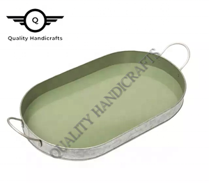 Plateau de service en acier alvanisé de haute qualité avec poignée en métal Ustensiles de cuisine pour hôtels et restaurants d'Inde par Quality Handicrafts - Product Image 2