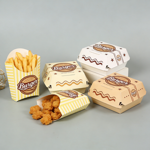 กล่องเบอร์เกอร์พิมพ์โลโก้สีเต็มรูปแบบสำหรับร้านอาหารฟาสต์ฟู้ด บริการเดลิเวอรี่ ขายส่ง กล่องเบอร์เกอร์แบบกำหนดเอง - Product Image 2