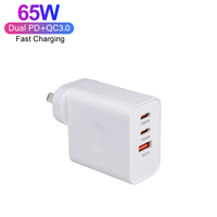 SAA RCM 65W GaN USB C chargeur PD QC 3.0 adaptateur secteur prise AU charge rapide pour ordinateur portable tablette téléphone
