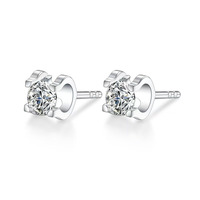 Orecchini a lobo minimalisti con testa di toro a 4 punte in oro bianco 18K con diamanti coltivati in laboratorio, orecchini raffinati, orecchini con diamanti, orecchini in oro