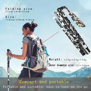Bastones de Trekking de Fibra de Carbono, Camuflaje, 3 Secciones, Ligeros, para Senderismo y Uso en Exteriores - Product Image 3