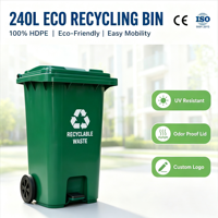 Poubelle à pédale extérieure en plastique grande capacité 240L avec logo personnalisé, deux roues