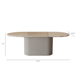 Mesa de Comedor Ovalada Lucente Cappuccino de Kumusi Furniture Fashion con Base Acanalada - Product Image 4