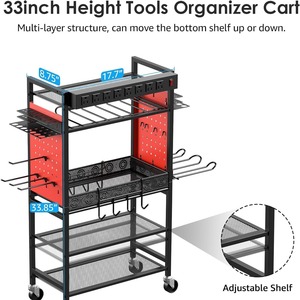 Đen Heavy-Duty Kim Loại 3-Tier Sân Công Cụ Tổ Chức Giá Đa Chức Năng Nhà Làm Vườn Giải Pháp Lưu Trữ Cho Nhà Để Xe Sử Dụng - Product Image 6