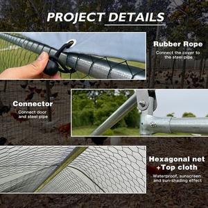 Manufactory חיצוני גדול לול הליכה מתכת כלוב חן עם עמיד למים כיסוי 19ft x 9ft x 6.5ft בחצר האחורית עוף כלובי - Product Image 4