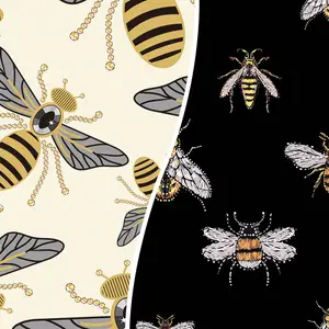 Venta al por mayor tejida distintivo Lovely bee imprimir patrón (3 patrones) liso tela para prendas de vestir bolsas Pantalones