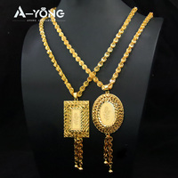 Colliers de luxe de style moyen-oriental plaqués or 18 carats, colliers pendentifs en forme de rose islamique de haute qualité pour femmes