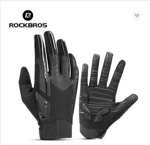 Велосипедные ветрозащитные перчатки ROCKBROS, теплые модные дизайнерские спортивные перчатки для езды на горном велосипеде, с сенсорным экраном, для зимы и осени