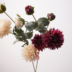Nouvel Arrivage Fleurs Artificielles en Soie Dahlia Artificielle 4 Têtes Dahlia Rouge pour Décoration Maison Fête Mariage - Product Image 5