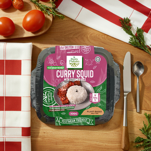 Roots Palate Curry Squid avec riz cuit à la vapeur 300G, pot auto-chauffant à base de plantes, adapté aux végétaliens - Product Image 2