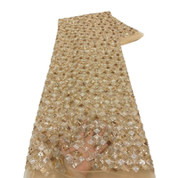 NI.AI Version Améliorée Tissu en Dentelle Géométrique Art Déco à Grille Diamantée Perlée et Pailletée, Tissu en Dentelle de Tulle Festonné en Maille Filet