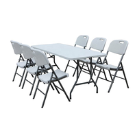 Table de pique-nique pliante en plastique de haute qualité, 6 pieds, pour camping, fêtes, repas, table de banquet pliable avec poignée